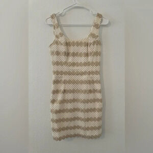 Lilly Pulitzer Meredith Shift Gold Metallic Lotti Daisy Lace Crochet Party Sz 0